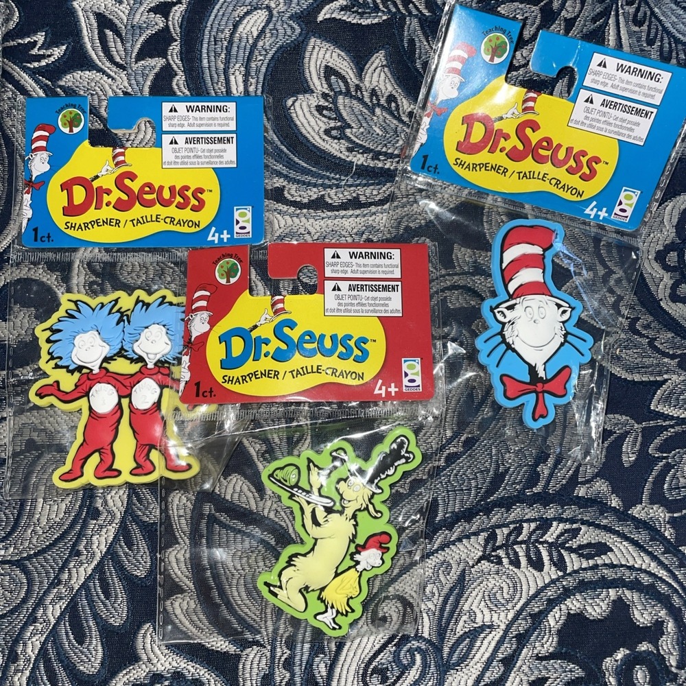 Dr. Seuss Pencil Crayon Sharpeners Set Of 3 (Thing 1 & 2 Green Eggs Cat N Hat)